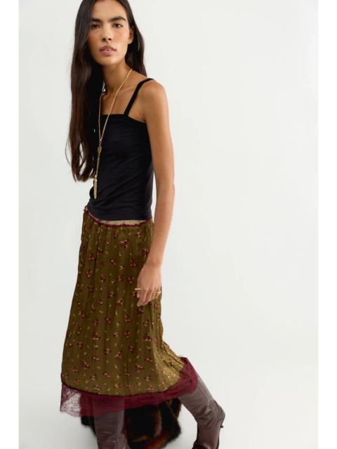 FREE PEOPLE Piper Crinkle Column Midi Skirt