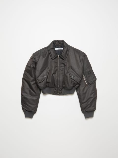 OPEN YY Black Paper Like Crop Bomber Jacket | REVERSIBLE