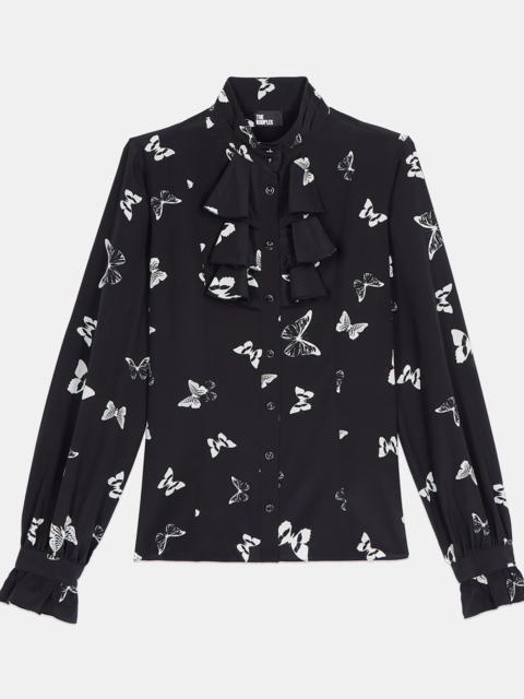 The Kooples BUTTERFLY PRINT SILK SHIRT