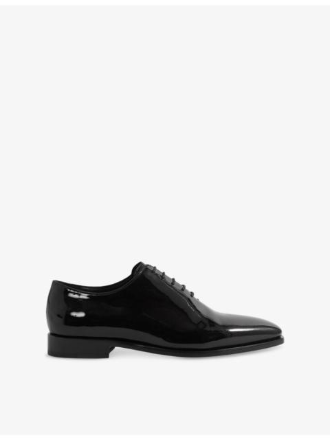 REISS Mead Lace-Up Patent-Leather Shoes