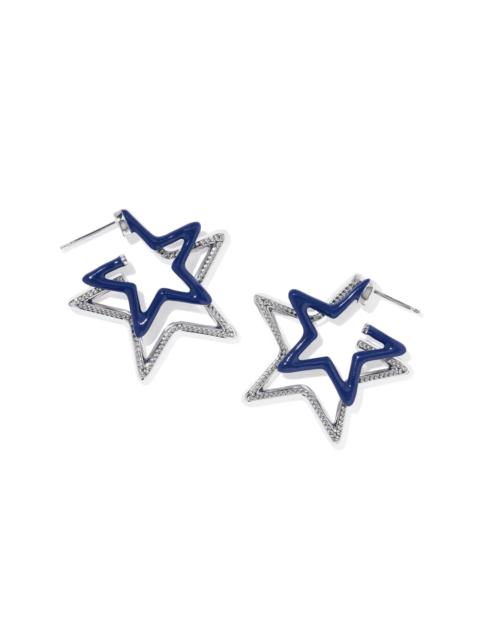 KENDRA SCOTT Cassidy Silver Enamel Double Star Hoop Earrings