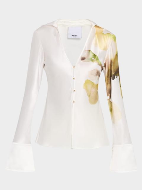 Acler Spunhill Long-Sleeve Satin Shirt