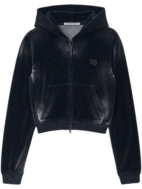 alexanderwang.t Hoodie With Clear Bead Hotfix In Crushed Velour