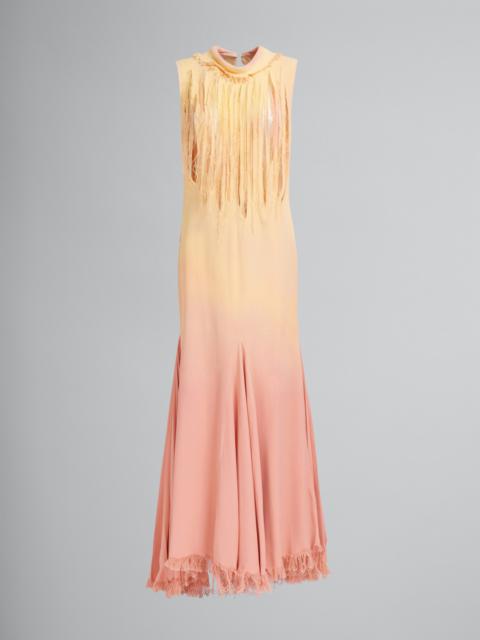 Marni PINK AND YELLOW MERMAID DRESS WITH SLASHES