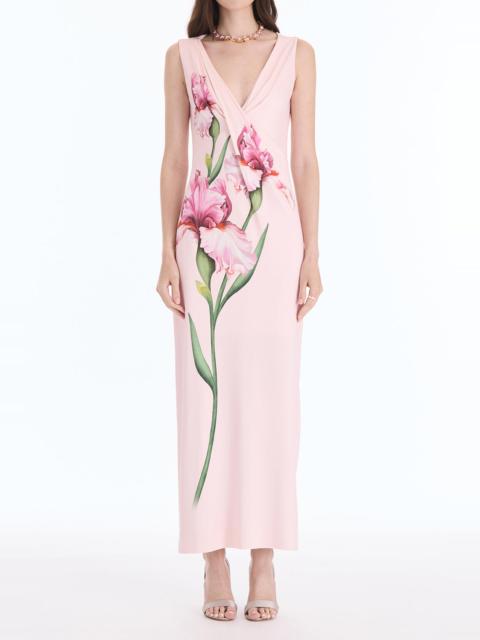 Oscar de la Renta Sleeveless Draped Painted Iris Day Dress