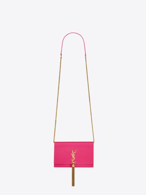 kate chain wallet with tassel in satin