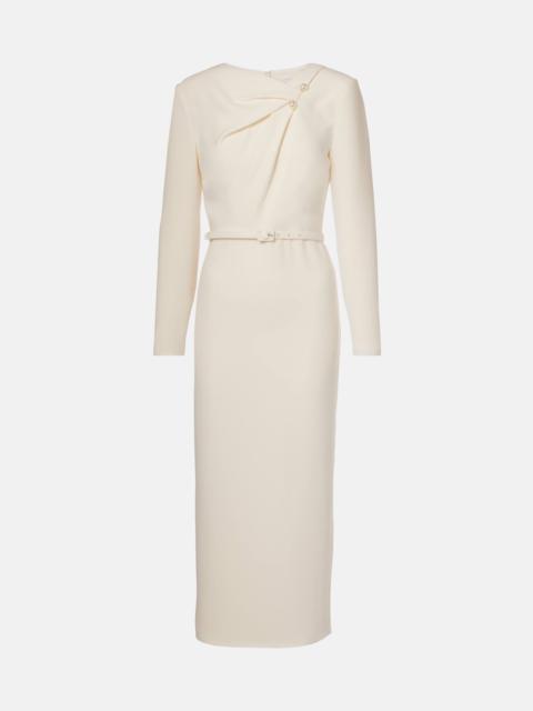 ROLAND MOURET Embellished belted cady midi dress