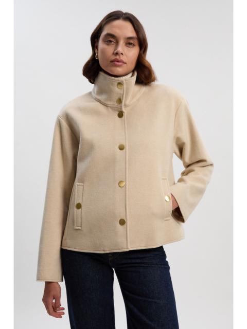 KAREN MILLEN Brushed Wool  Funnel Neck Tailored Short Coat