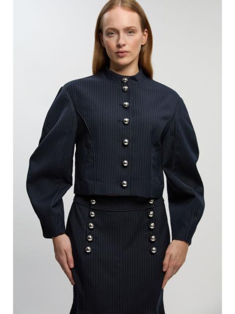KAREN MILLEN Petite Tailored Pinstripe High Neck Jacket