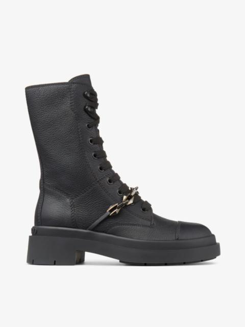 JIMMY CHOO Nari Flat
Black Leather Boots with Chain
