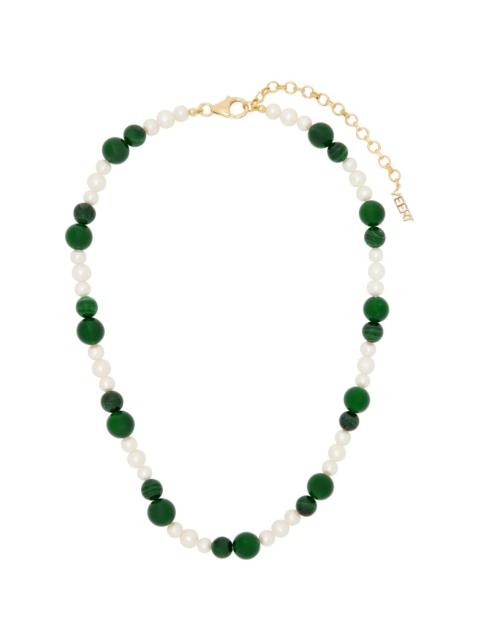 VEERT White & Green Onyx Malachite Freshwater Pearl Necklace