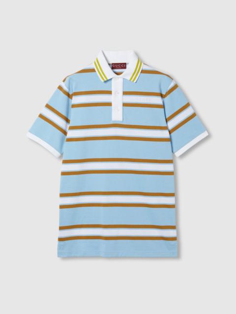 GUCCI Striped cotton jersey polo top