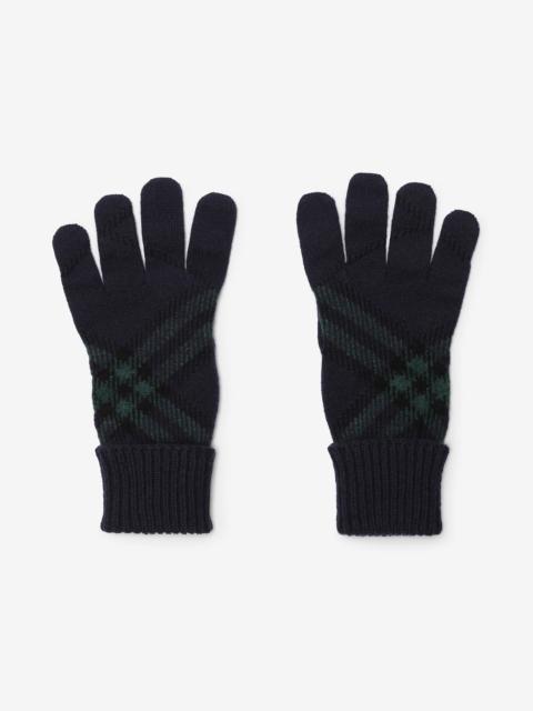 Burberry Check Cashmere Blend Gloves