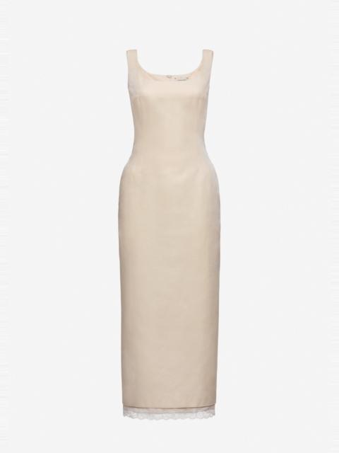 MAGDA BUTRYM Contoured midi dress with lace hem in cream