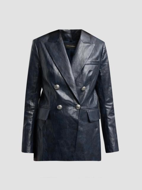 KOBI HALPERIN Women's Alyson Faux-Leather Double-Breasted Jacket - Navy