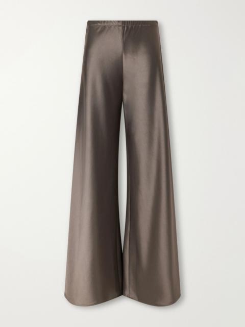 LA LIGNE Colby satin wide-leg pants Taupe