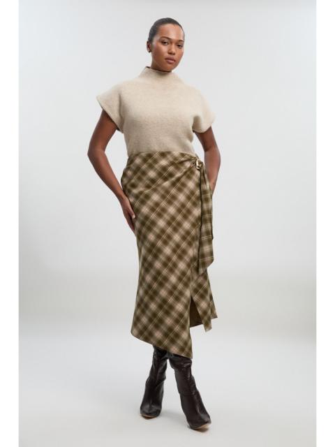 KAREN MILLEN Plus Size Tailored Check Trim Detail Midi Skirt