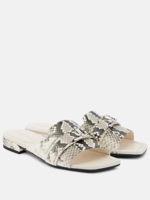 JIMMY CHOO Nako snake-effect leather slides
