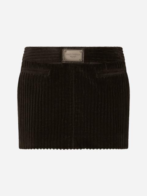 Dolce & Gabbana Corduroy miniskirt with logo tag