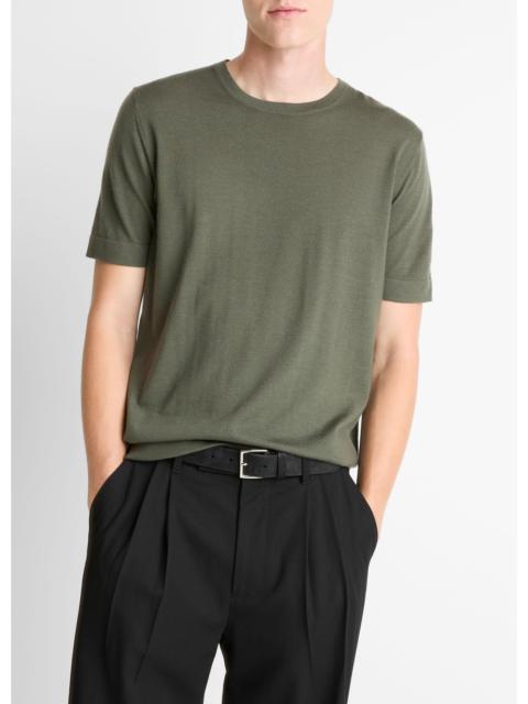 Vince Featherweight Merino Wool-Cashmere Short-Sleeve Sweater