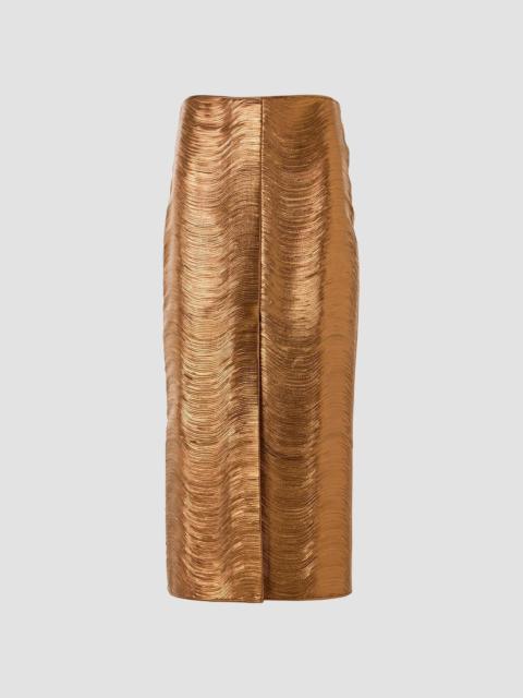 AKRIS Women's Lamé Leather Pencil Skirt - Gold