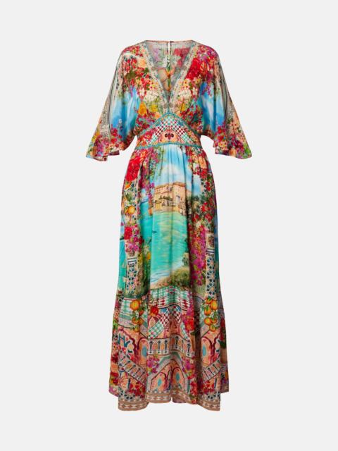 CAMILLA Embellished printed silk maxi dress