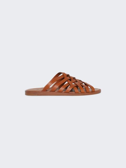 Loro Piana Bayonne Weaving Walk Silky Leather Sandals Warm Tan