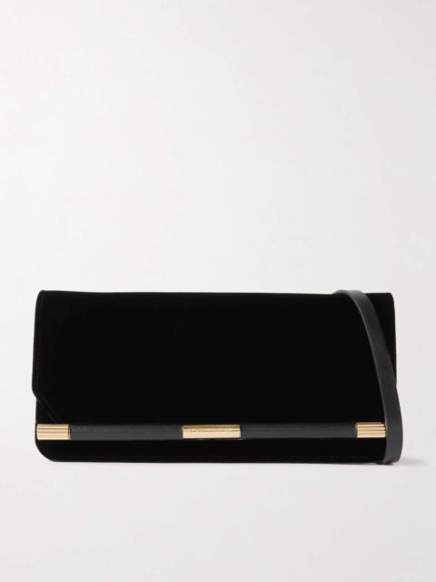 Victoria Beckham Velvet and leather clutch Black