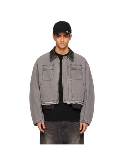 We11done Gray Cut-Out Work Jacket