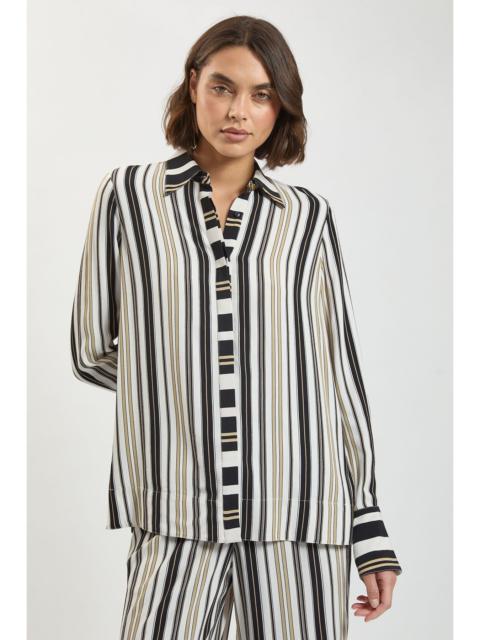 KAREN MILLEN Contrast Stripe Viscose Co Ord Shirt
