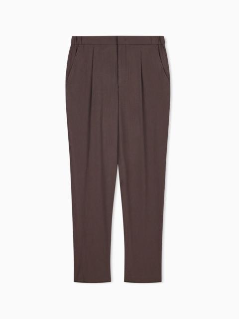 EMPORIO ARMANI 3D WRINKLE-EFFECT CRÊPE FABRIC TROUSERS