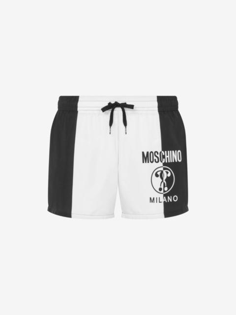 Moschino DOUBLE QUESTION MARK TWO-TONE SWIM TRUNKS