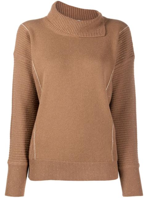 PESERICO asymmetric high neck knitted jumper