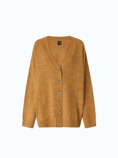 PINKO FULLY RHINESTONED WOOL-BLEND CARDIGAN