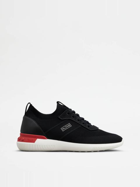 Tod's NO_CODE KNIT IN TECHNICAL FABRIC AND LEATHER - BLACK, RED, WHITE