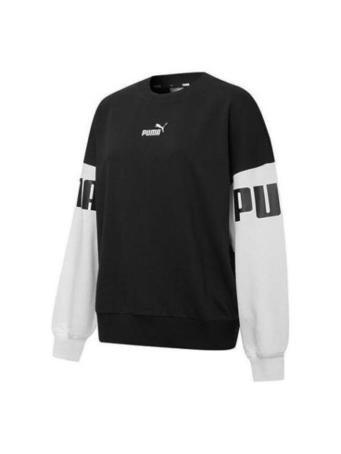 PUMA (WMNS) PUMA Power Color Blocking Crew Logo Printing SweatshirtBlack 535187-01