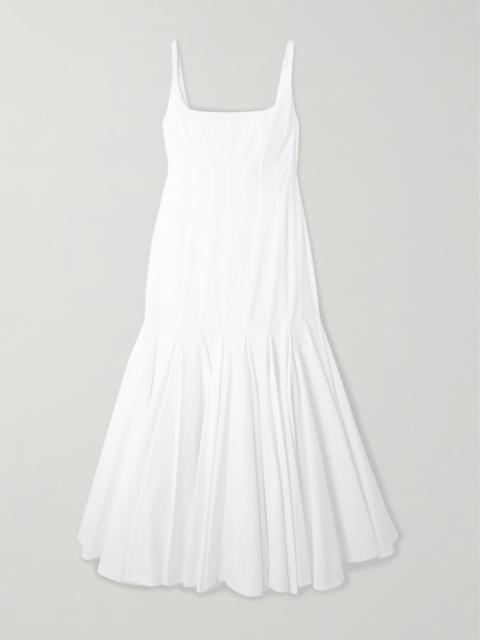 Agave Pleated Paneled Cotton-poplin Midi Dress
