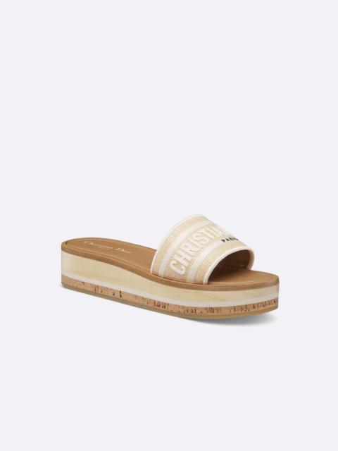【リラックス感のあるデザイン】Dioriviera Dway スライド Dway Slide Deep Blue Embroidered Cotton | DIOR