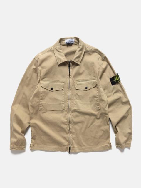 Stone Island Organic Stretch Cotton Satin Overshirt Biscuit