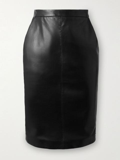 SAINT LAURENT Leather midi skirt Black