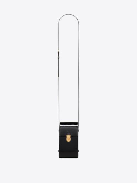 SAINT LAURENT tuc phone pouch with strap in patent leather