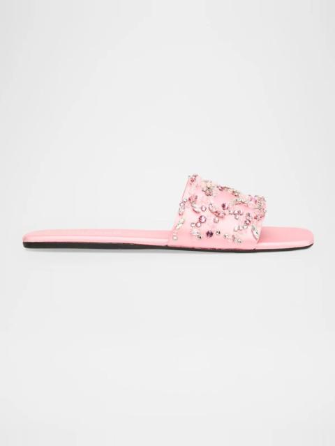 Miu Miu Embellished Satin Slide Sandals