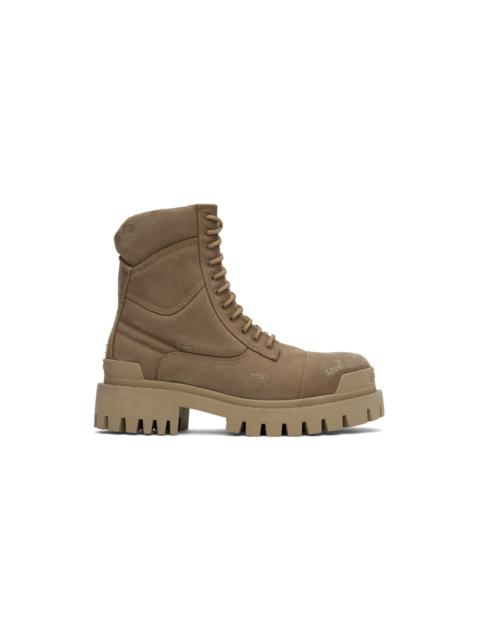 BALENCIAGA Beige Combat Strike Boots