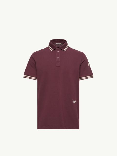 Moncler Striped Trim Cotton Piquet Polo Shirt