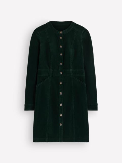 BODEN Zara Cord Short Dress-Midnight Emerald