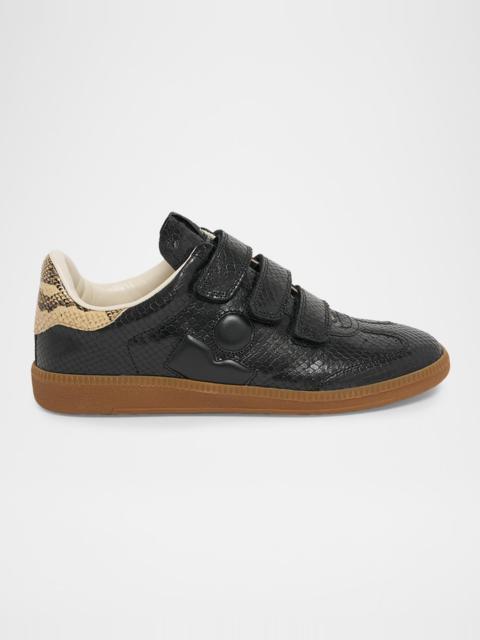 Isabel Marant Beth Embossed Leather Grip-Strap Sneakers