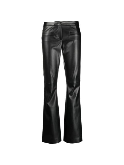 mid-rise faux-leather flared trousers