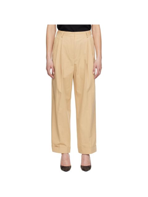 Dries Van Noten Beige Pleated Trousers