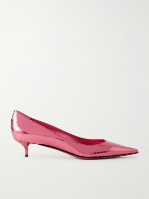JIMMY CHOO Amelia 30 Lizard-effect Metallic Leather Pumps