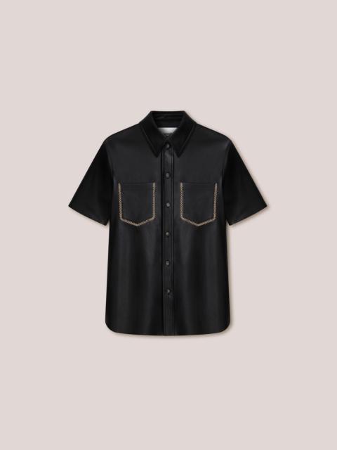 Nanushka MAYRA - Vegan leather merrow-stitch shirt - Black